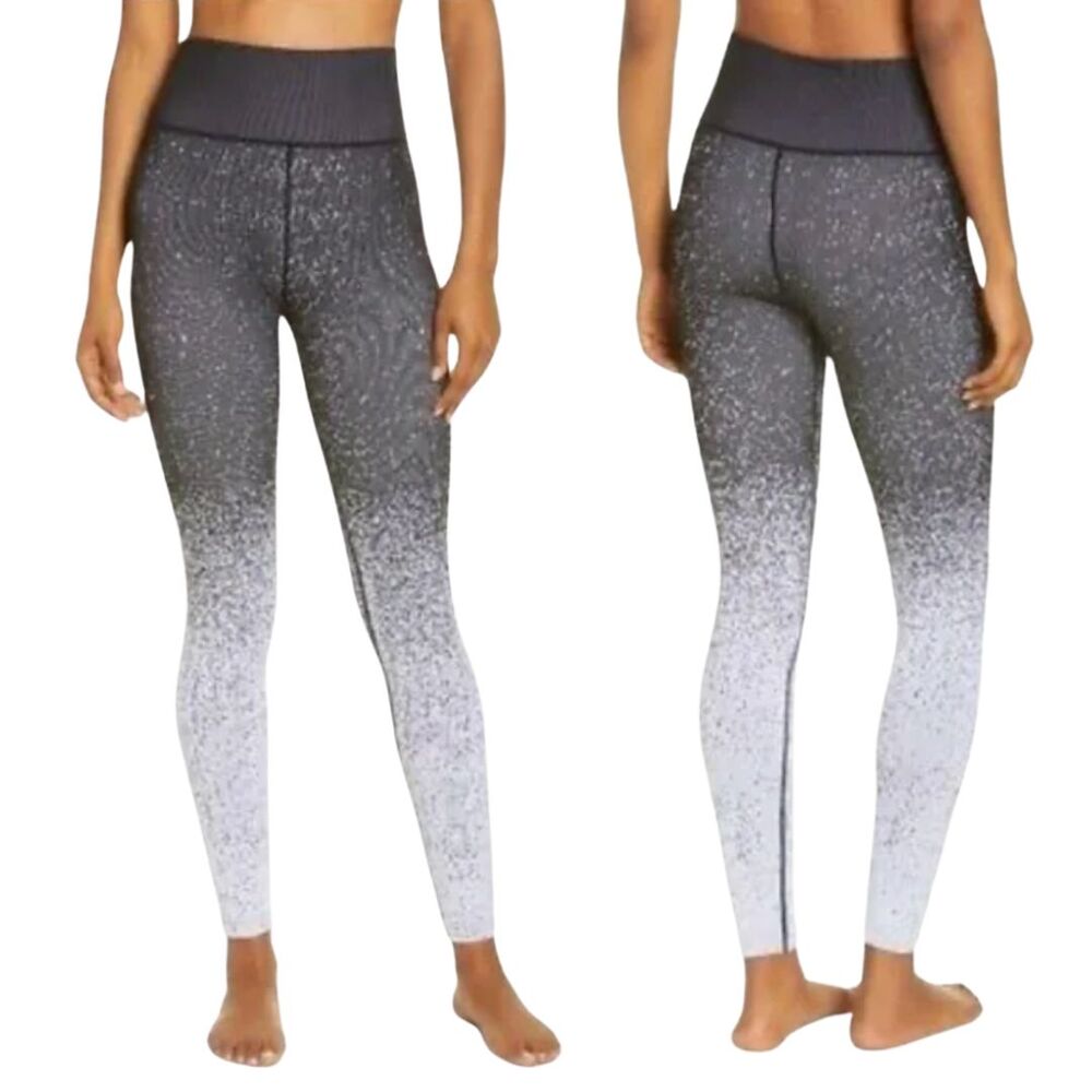 NWT Zella Black Gray Speckled Ombre High Waist Seamless Leggings Size S